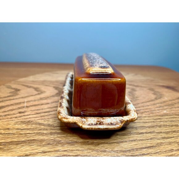 Vintage Hull Pottery Butter Dish: Brown Drip Glaze, 1960s Farmhouse Decor - Picture 7 of 10